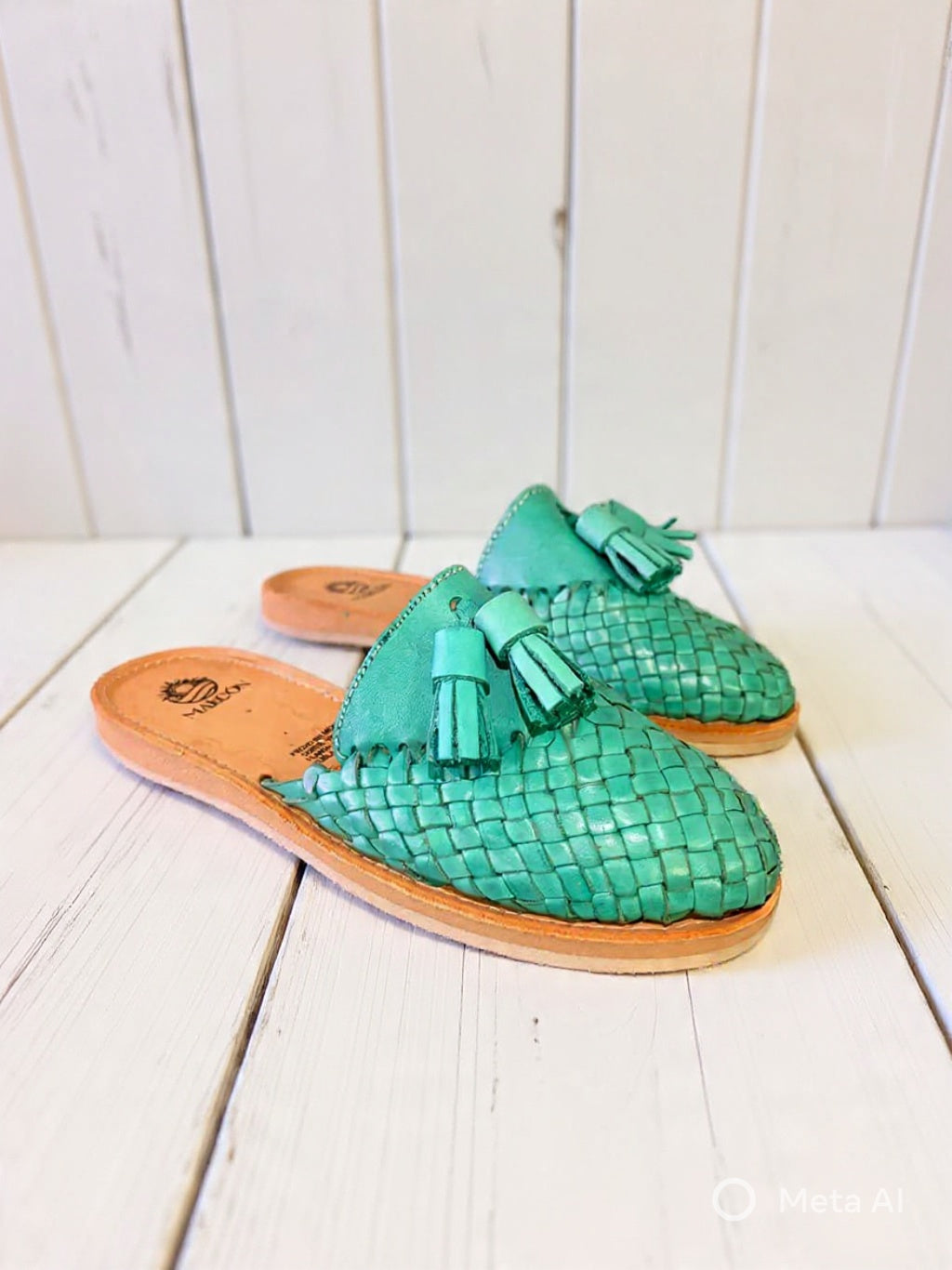 Huarache Woven Emerald Mint with Tassels
