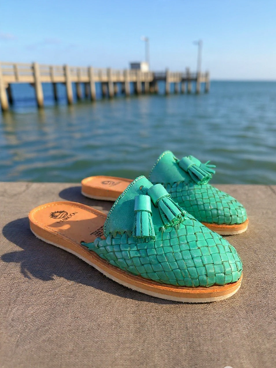 Huarache Woven Emerald Mint with Tassels
