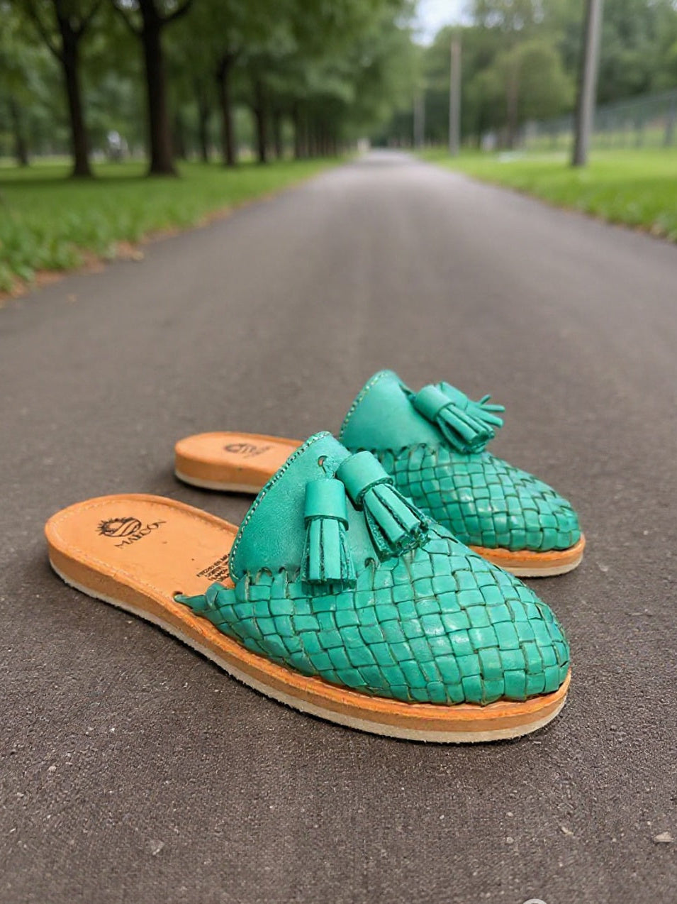 Huarache Woven Emerald Mint with Tassels