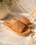 Natural Tan Woven Platform Huarache